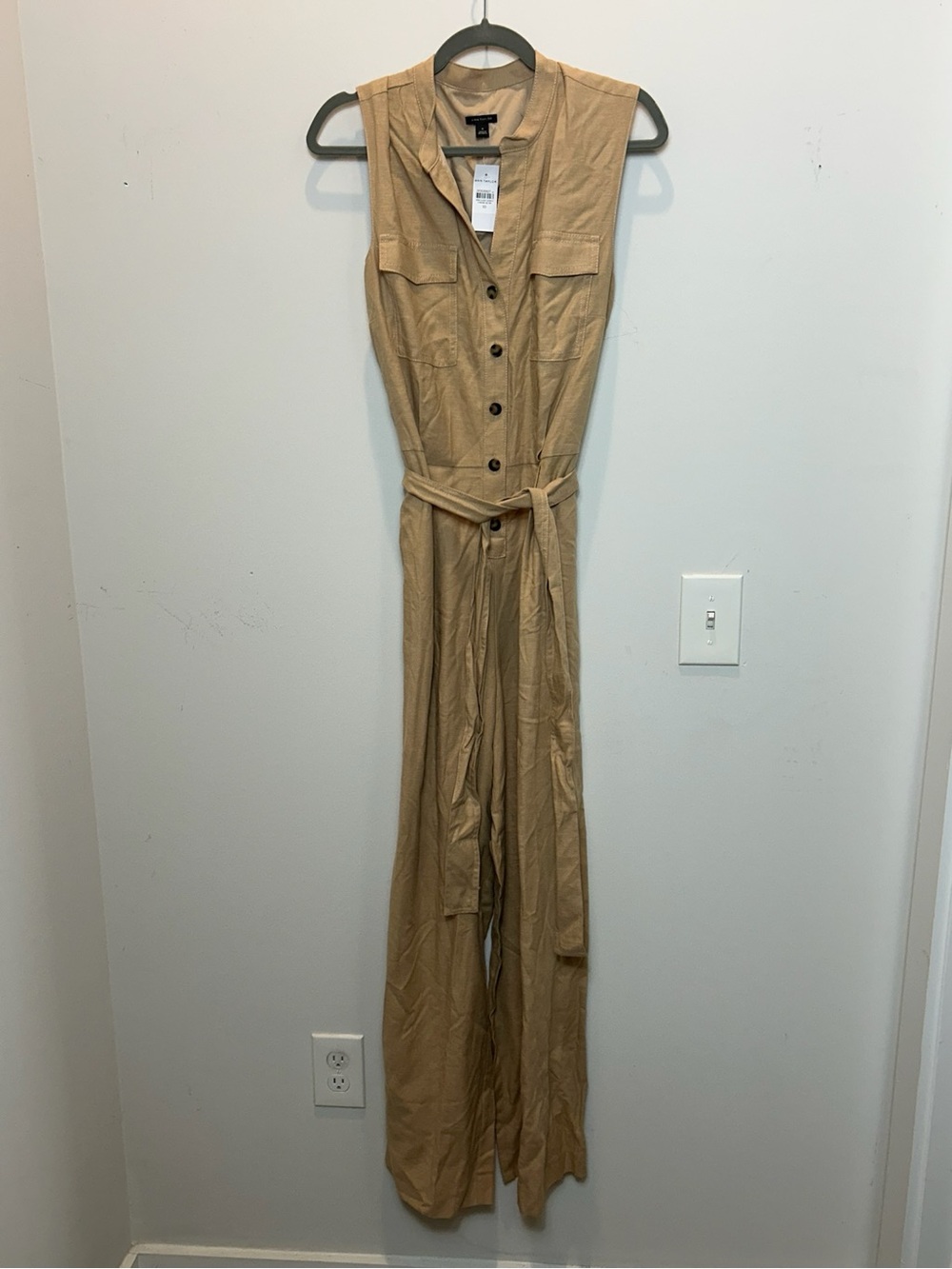 Ann Taylor Sandstone Sleeveless Wide-Leg Jumpsuit - Picture 5 of 7